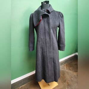 Vintage Karen Petites Gray Wool Long Coat | Made in USA | Size Petite Large